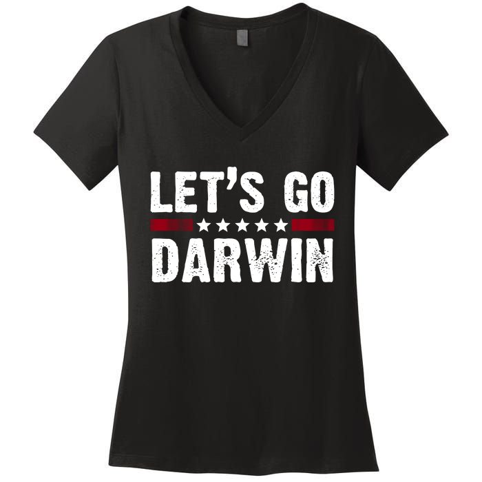 Lets Go Darwin Vintage Logo Women's V-Neck T-Shirt