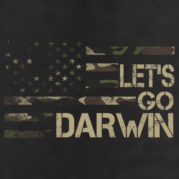 Lets Go Darwin US Camo Military Flag 7 Panel Mesh Trucker Snapback Hat