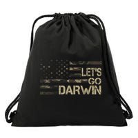 Lets Go Darwin US Camo Military Flag Drawstring Bag