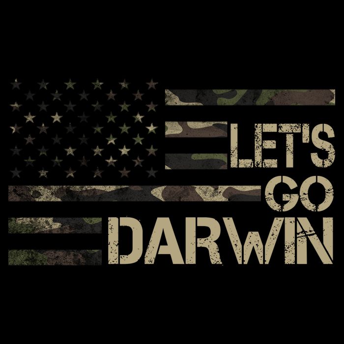 Lets Go Darwin US Camo Military Flag Drawstring Bag