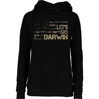 Lets Go Darwin US Camo Military Flag Womens Funnel Neck Pullover Hood
