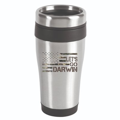 Lets Go Darwin US Camo Military Flag 16oz Travel Tumbler