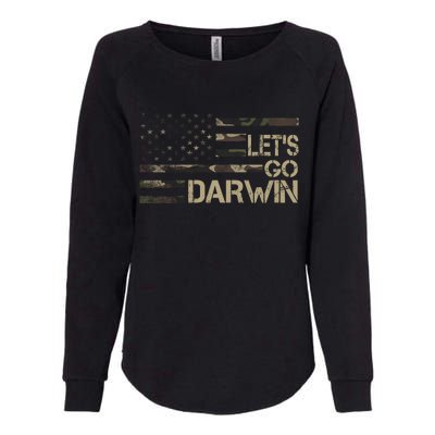 Lets Go Darwin US Camo Military Flag Womens California Wash Sweatshirt