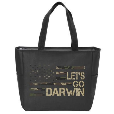 Lets Go Darwin US Camo Military Flag Zip Tote Bag