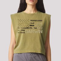 Lets Go Darwin US Camo Military Flag Garment-Dyed Women's Muscle Tee
