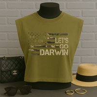 Lets Go Darwin US Camo Military Flag Garment-Dyed Women's Muscle Tee