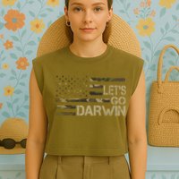 Lets Go Darwin US Camo Military Flag Garment-Dyed Women's Muscle Tee