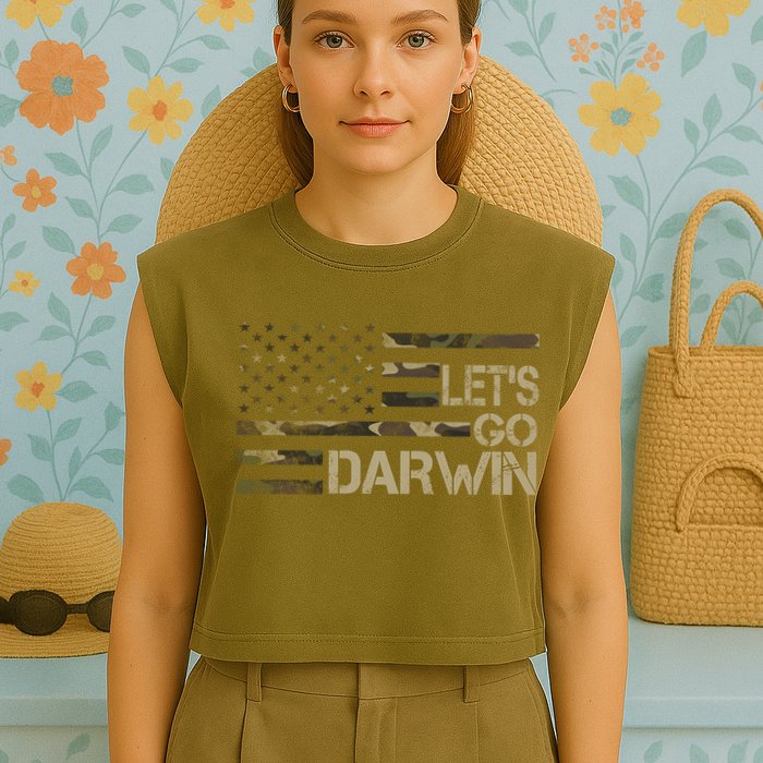 Lets Go Darwin US Camo Military Flag Garment-Dyed Women's Muscle Tee