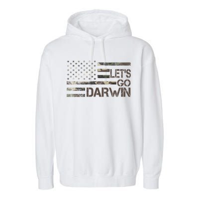 Lets Go Darwin US Camo Military Flag Garment-Dyed Fleece Hoodie