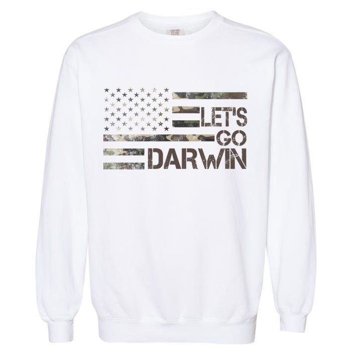 Lets Go Darwin US Camo Military Flag Garment-Dyed Sweatshirt
