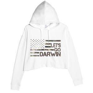 Lets Go Darwin US Camo Military Flag Crop Fleece Hoodie