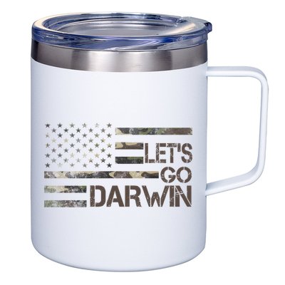 Lets Go Darwin US Camo Military Flag 12oz Stainless Steel Coffee Mug