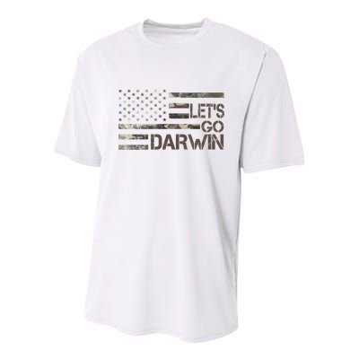 Lets Go Darwin US Camo Military Flag Youth Performance Sprint T-Shirt