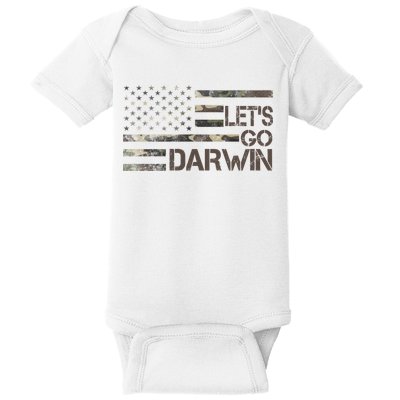 Lets Go Darwin US Camo Military Flag Baby Bodysuit