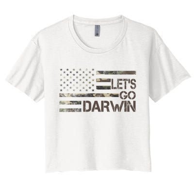 Lets Go Darwin US Camo Military Flag Women's Crop Top Tee