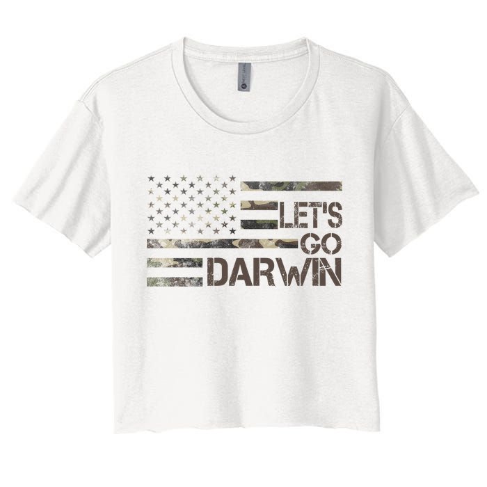 Lets Go Darwin US Camo Military Flag Crop Top