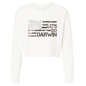 Lets Go Darwin US Camo Military Flag Cropped Pullover Crew