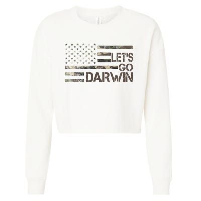 Lets Go Darwin US Camo Military Flag Cropped Pullover Crew