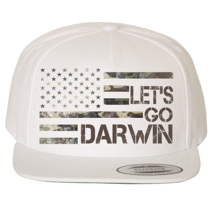 Lets Go Darwin US Camo Military Flag Wool Snapback Cap