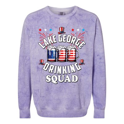 lake george drinking squad 4th of july usa flag beer Colorblast Crewneck Sweatshirt