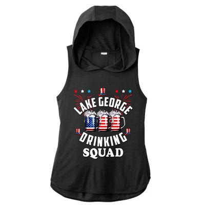 lake george drinking squad 4th of july usa flag beer Ladies PosiCharge Tri-Blend Wicking Draft Hoodie Tank