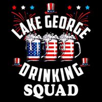 lake george drinking squad 4th of july usa flag beer Stripe Pom Pom Beanie