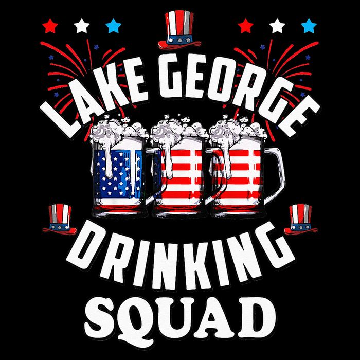 lake george drinking squad 4th of july usa flag beer Stripe Pom Pom Beanie