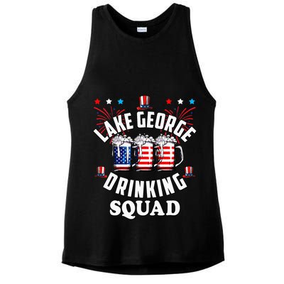 lake george drinking squad 4th of july usa flag beer Ladies PosiCharge Tri-Blend Wicking Tank