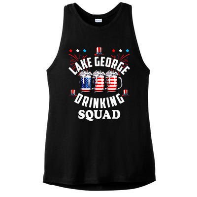 lake george drinking squad 4th of july usa flag beer Ladies PosiCharge Tri-Blend Wicking Tank