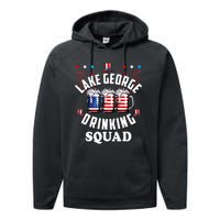 lake george drinking squad 4th of july usa flag beer Performance Fleece Hoodie