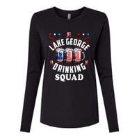 lake george drinking squad 4th of july usa flag beer Womens Cotton Relaxed Long Sleeve T-Shirt