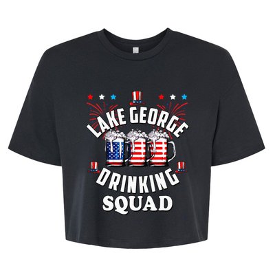 lake george drinking squad 4th of july usa flag beer Bella+Canvas Jersey Crop Tee