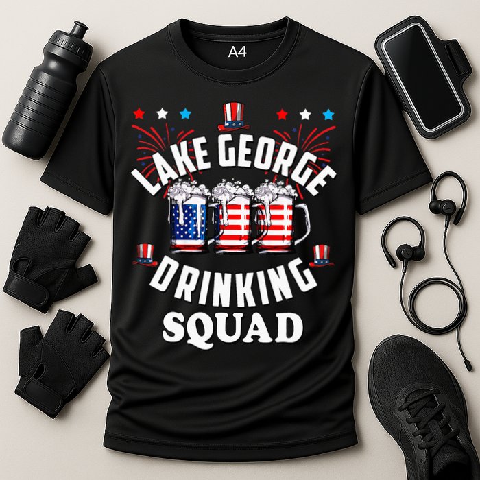 lake george drinking squad 4th of july usa flag beer Cooling Performance Crew T-Shirt