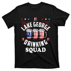 lake george drinking squad 4th of july usa flag beer T-Shirt