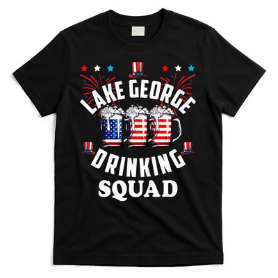 lake george drinking squad 4th of july usa flag beer T-Shirt