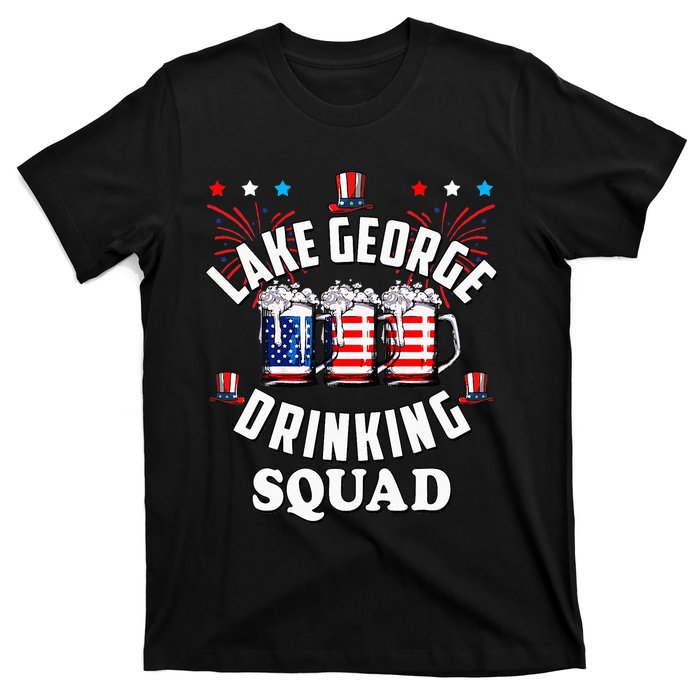 lake george drinking squad 4th of july usa flag beer T-Shirt