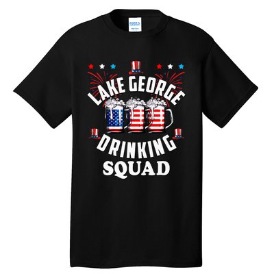 lake george drinking squad 4th of july usa flag beer Tall T-Shirt