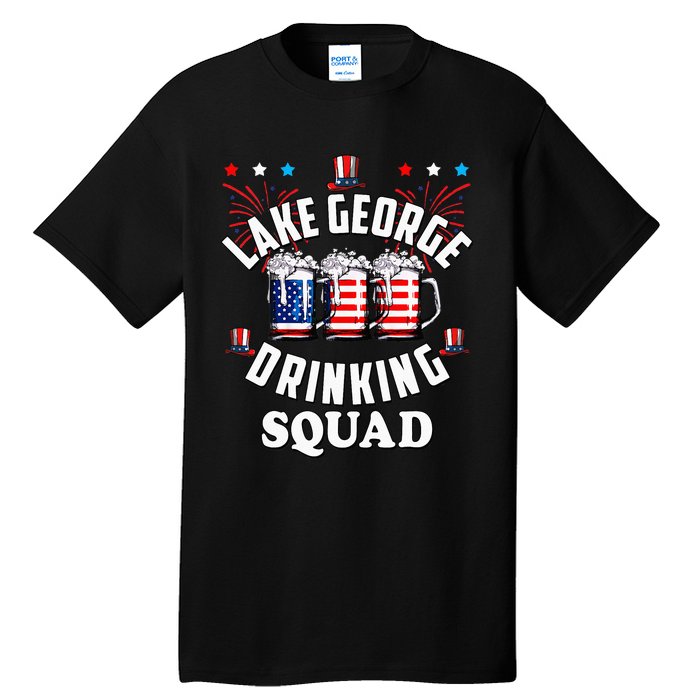 lake george drinking squad 4th of july usa flag beer Tall T-Shirt