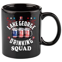lake george drinking squad 4th of july usa flag beer 11oz C Handle Ceramic Mug