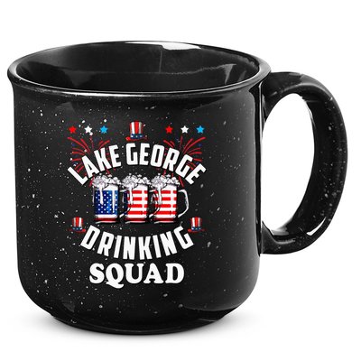 lake george drinking squad 4th of july usa flag beer 15oz Campfire Ceramic Mug