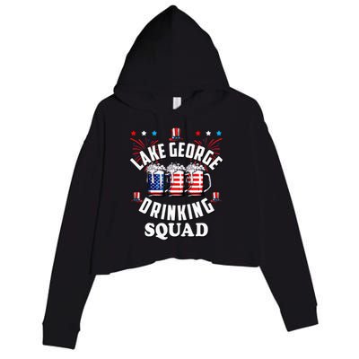 lake george drinking squad 4th of july usa flag beer Crop Fleece Hoodie