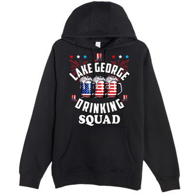 lake george drinking squad 4th of july usa flag beer Premium Pullover Hoodie