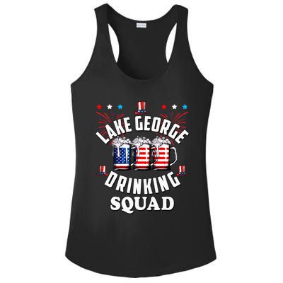 lake george drinking squad 4th of july usa flag beer Ladies PosiCharge Competitor Racerback Tank