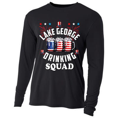 lake george drinking squad 4th of july usa flag beer Cooling Performance Long Sleeve Crew