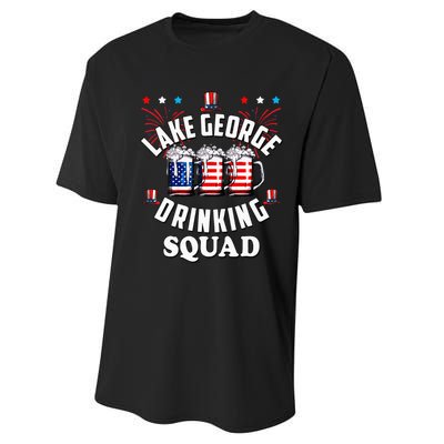 lake george drinking squad 4th of july usa flag beer Performance Sprint T-Shirt