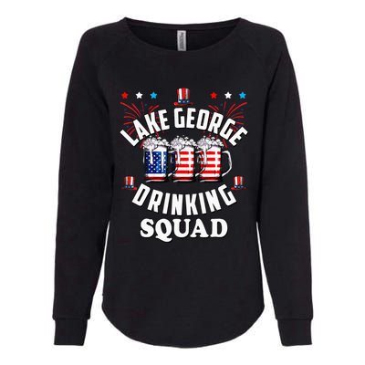 lake george drinking squad 4th of july usa flag beer Womens California Wash Sweatshirt