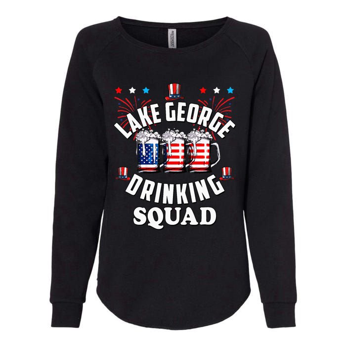 lake george drinking squad 4th of july usa flag beer Womens California Wash Sweatshirt