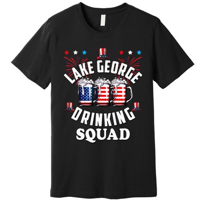 lake george drinking squad 4th of july usa flag beer Premium T-Shirt