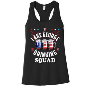 lake george drinking squad 4th of july usa flag beer Women's Racerback Tank