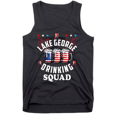 lake george drinking squad 4th of july usa flag beer Tank Top